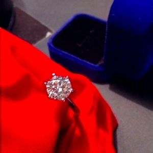 3 Kt. certified round moissanite diamond engagement ring